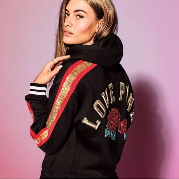 Pink VS limited edition rose bling sweatshirt with glittery sequins - Picture 1 of 16